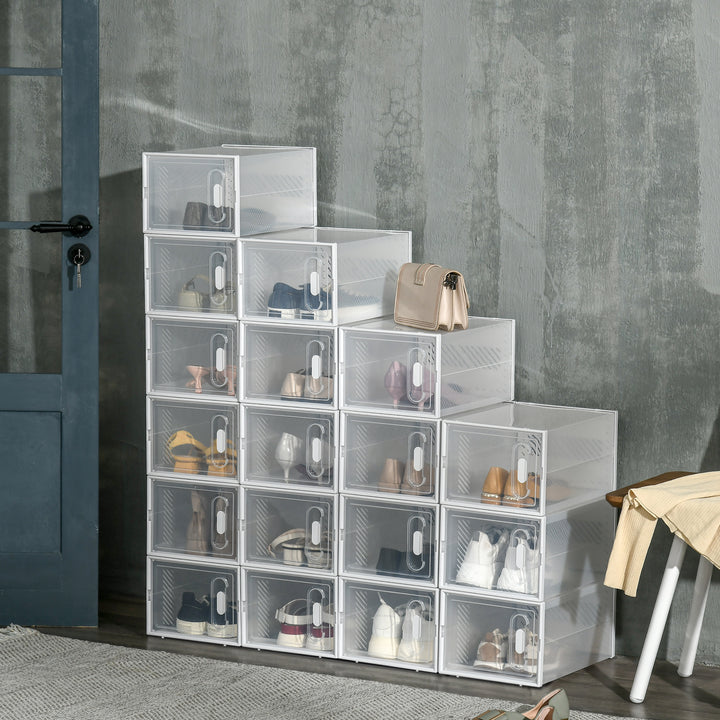 Modulært reolsystem med 18 rum, boltfri reol, 25 cm x 35 cm x 19 cm, transparent