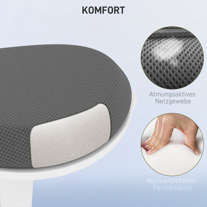 Gyngestol, ergonomisk, højdejusterbar, op til 120 kg, 42,5 x 35,5 x 56,5-71,5 cm, grå