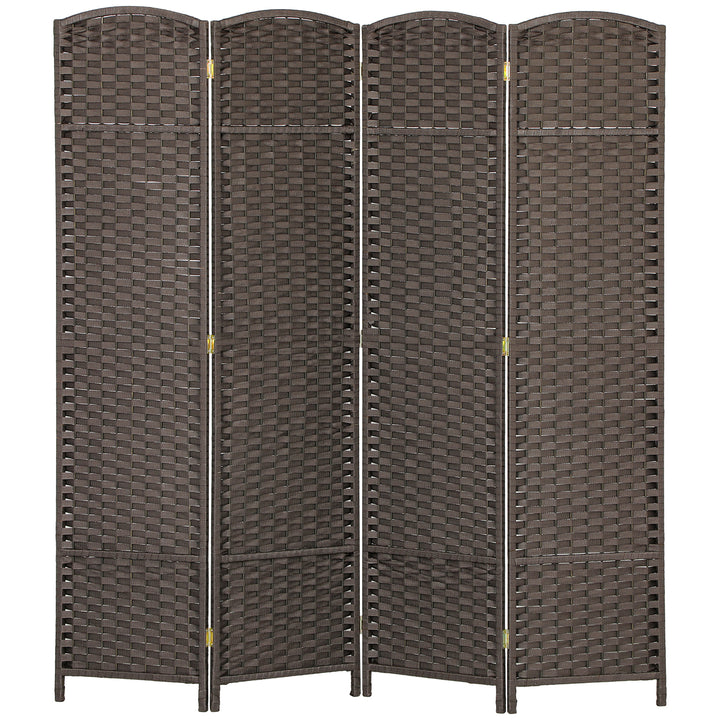 4-Panels rumdeler, foldbar skærm, skærm til stue, soveværelse, hjemmekontor, brun