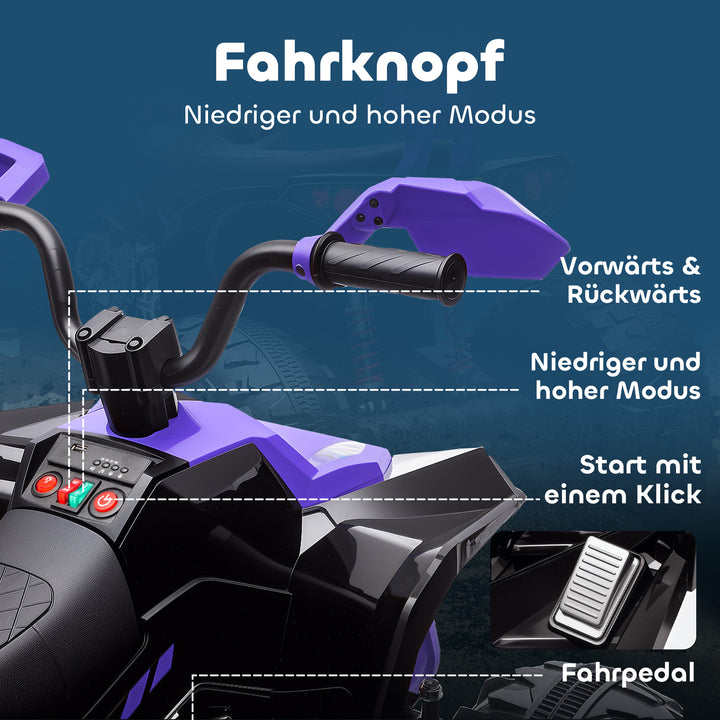 Børns elektriske ATV, 24V elektrisk køretøj med 4 hjul, forlygter, USB-port, MP3-funktion, 6,5 km/t, 3-8 år