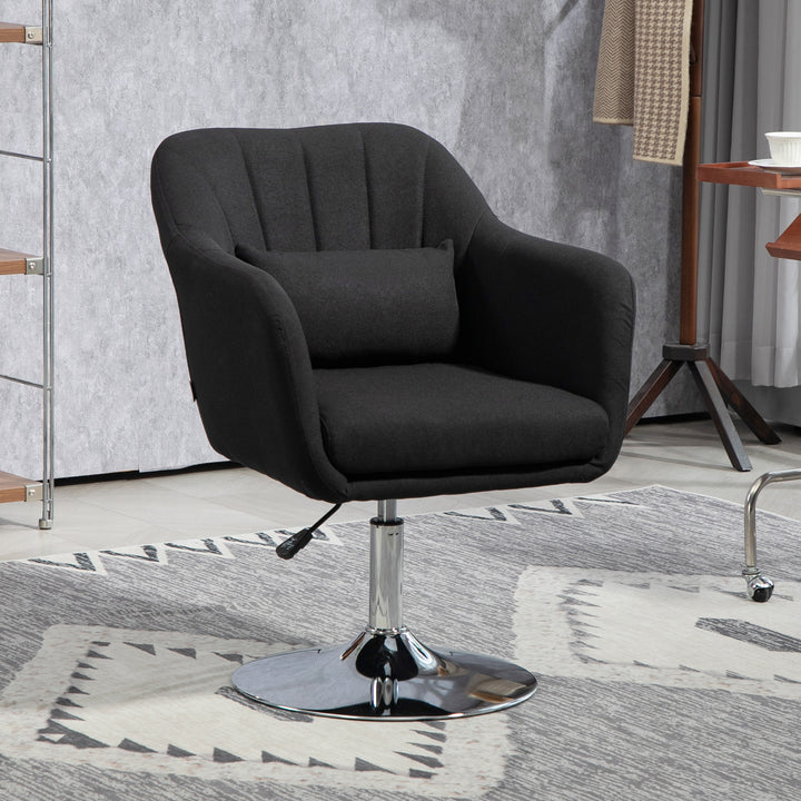 Drejestol, højdejusterbar kontorstol, linnedlignende polyester, metal, 60 x 60 x 79-91 cm, sort