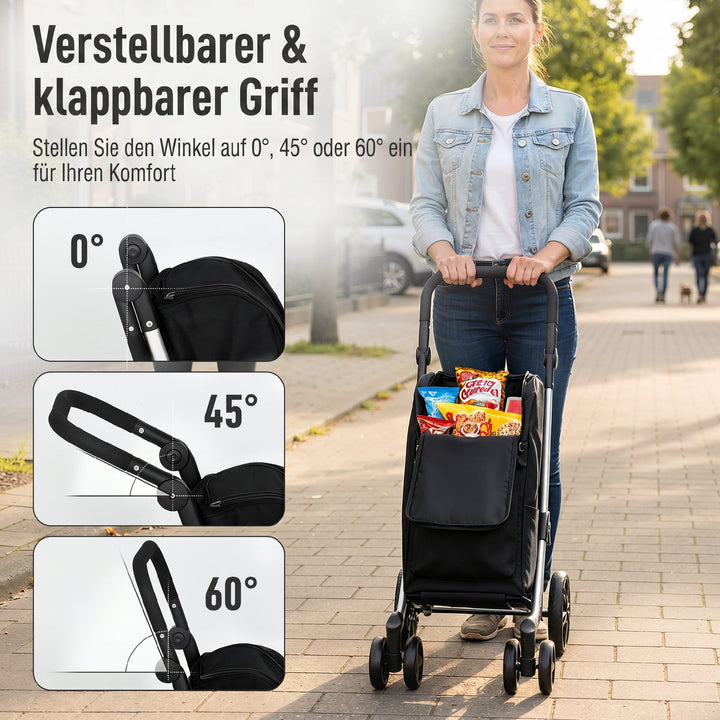 Sammenklappelig indkøbsvogn med kølerum, 46L, sort