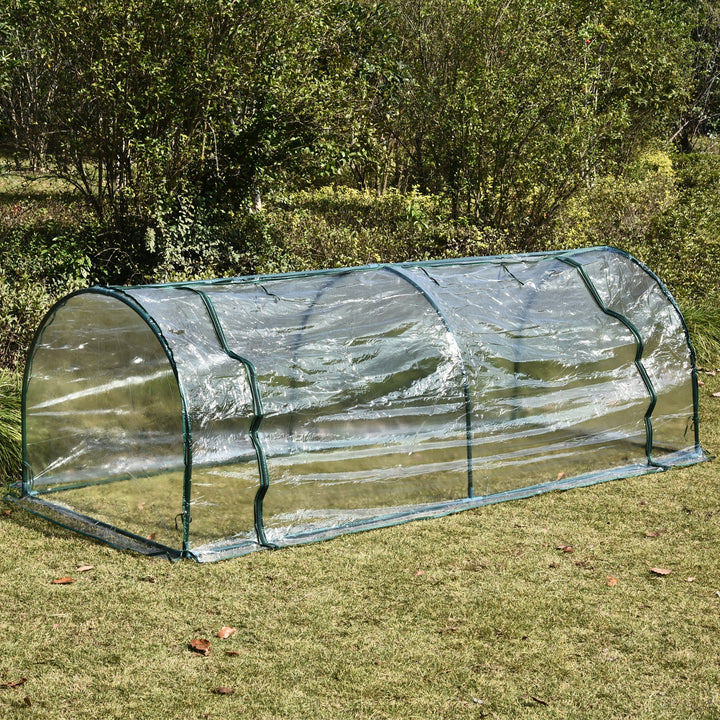 Drivhus, væksthus med dør, kold ramme, plantehus, plantedyrkning, stål, plast, 250 x 100 x 80 cm, grøn