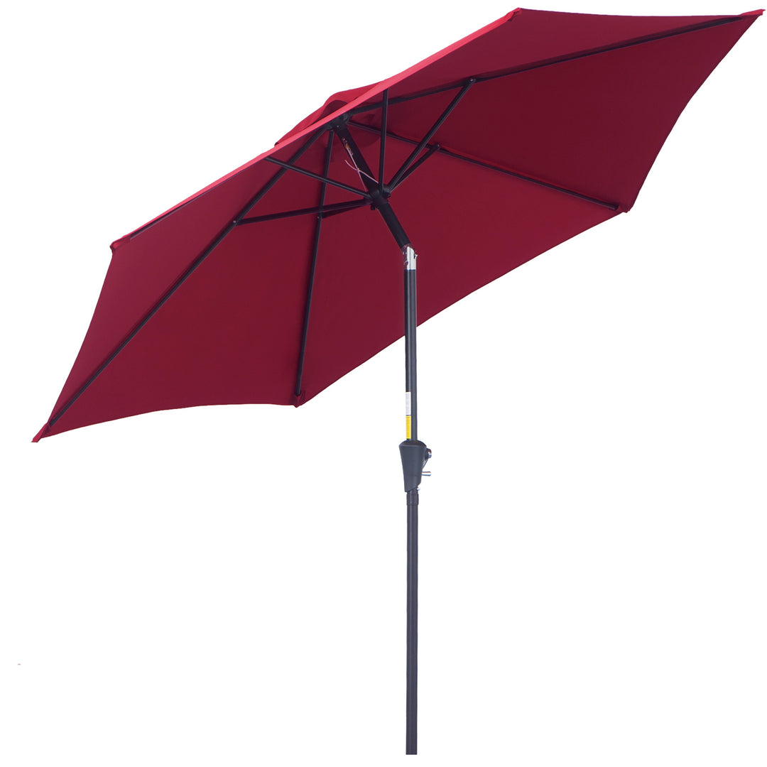 Sammenklappelig parasol, haveparasol, markedsparasol med håndsving, aluminium, 180 cm, polyester, rød, Ø2,6 x 2,35 m