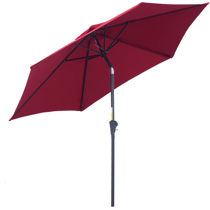 Sammenklappelig parasol, haveparasol, markedsparasol med håndsving, aluminium, 180 cm, polyester, rød, Ø2,6 x 2,35 m