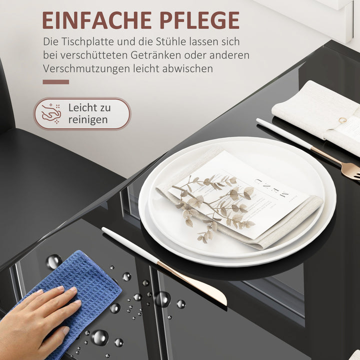 Spisesæt spisebord med 2 stole pladsbesparende spisegruppe sort