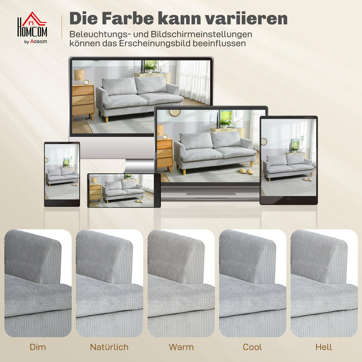 3-personers sofa, armlænssofa, polstret sofa med fløjlslook til stue, lysegrå