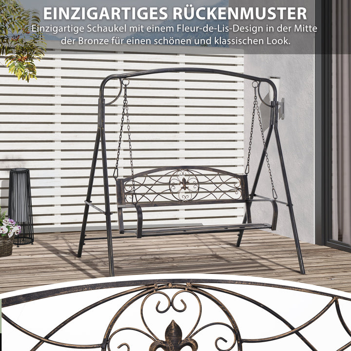 Havegynge, gyngebænk til haven, udendørs gynge, vintage design, messinglook, 167 cm x 123 cm x 175 cm