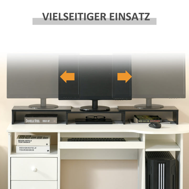 Skærmstativ dobbelt skærmforhøjer justerbar længde og drejevinkel skærmstativ til pc notebook laptop printer 80-117 x 23,5 x 10 cm sort