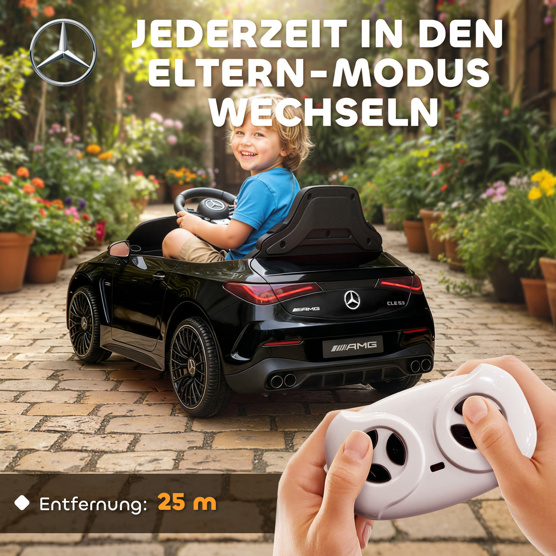 Børne elbil, Mercedes design, 12V motor, fjernbetjening, LED-lys, musik, til børn i alderen 3-6 år, sort