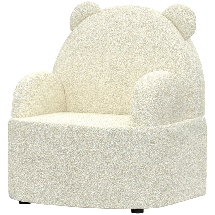 Børnelænestol, bjørneformet, blød teddyfleece, op til 3 år, 52x48x59 cm, beige