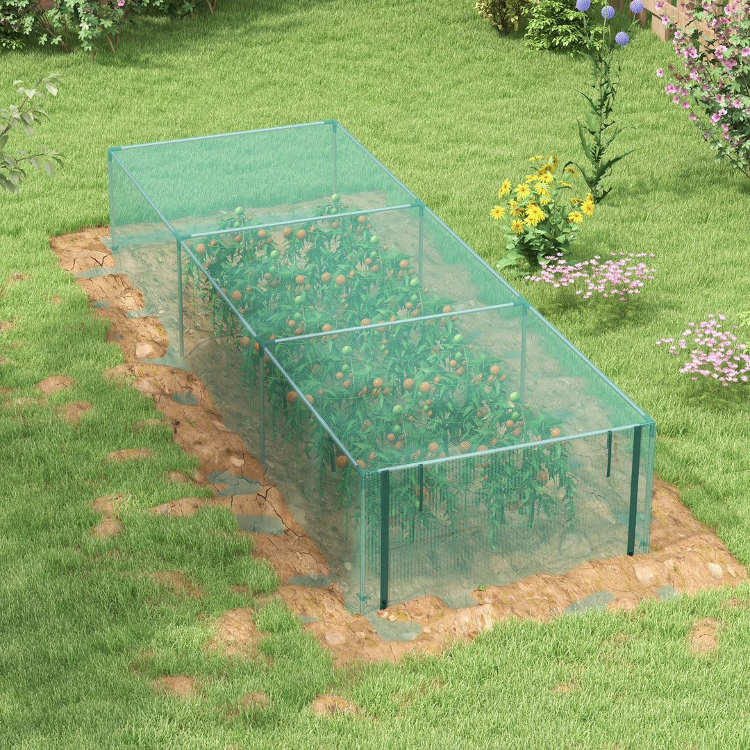 Plantebeskyttelsesnet, grøntsagsbeskyttelse, lynlåsdør, stålramme, 125x125x62,5 cm, grøn/sølv