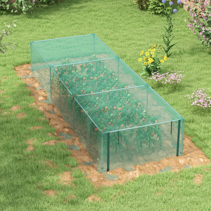 Plantebeskyttelsesnet, grøntsagsbeskyttelse, lynlåsdør, stålramme, 125x125x62,5 cm, grøn/sølv