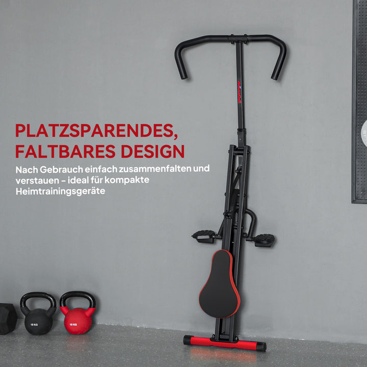 Træningsmaskine, justerbar, metalrør, pedaler, foldbar, rød