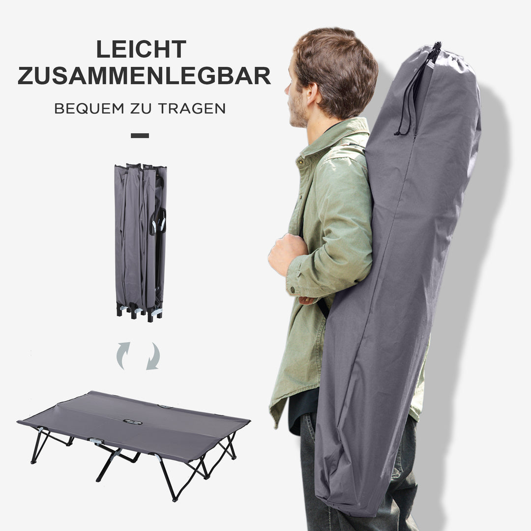 Camping lounger, campingseng til op til 2 personer, 193l x 125b x 40h cm, grå