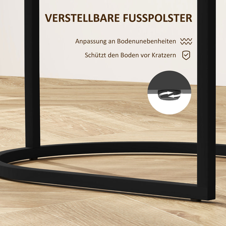 Indskudsbordssæt, sideborde, metalstel, bordplade i trælook, brun