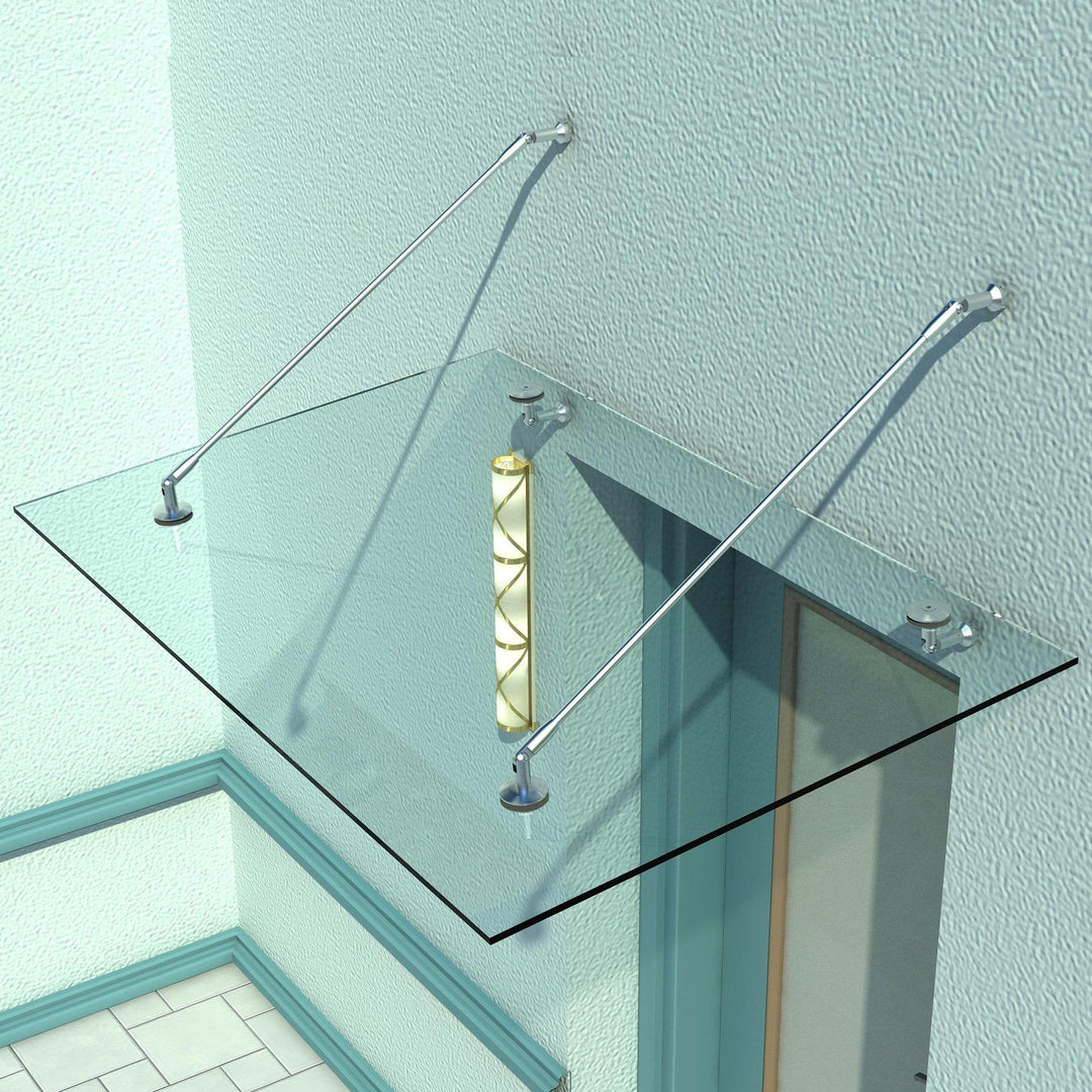 Baldakin dørbaldakin, hærdet glas, 304 rustfrit stål klar glas 150 x 90 cm