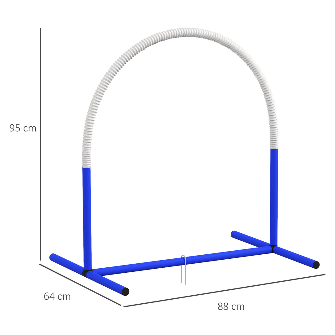 Agility-sæt til hunde, hundetræning, 4 buer, til begyndere, med bæretaske, blå+hvid, 88 x 64 x 95 cm