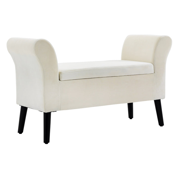 Bænk med opbevaring, 111,5 cm x 41 cm x 65 cm, cremehvid