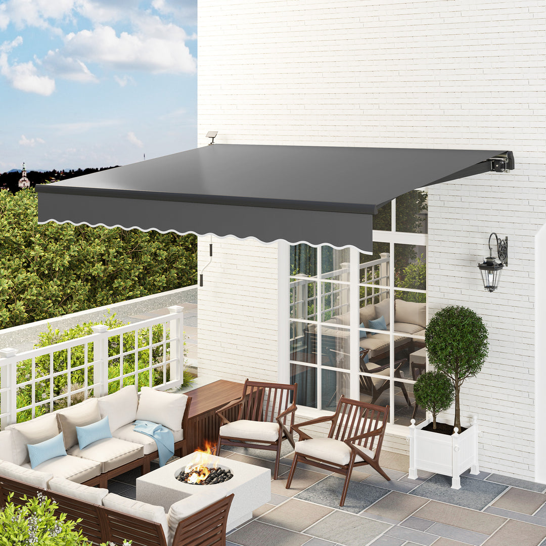 Klemmemarkise med håndsving solcellelampe leddelt armmarkise markise solbeskyttelse uv 50+ 400 cm bred grå