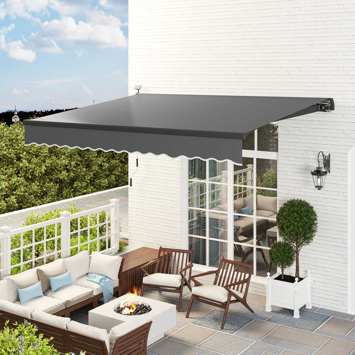 Klemmemarkise med håndsving solcellelampe leddelt armmarkise markise solbeskyttelse uv 50+ 400 cm bred grå