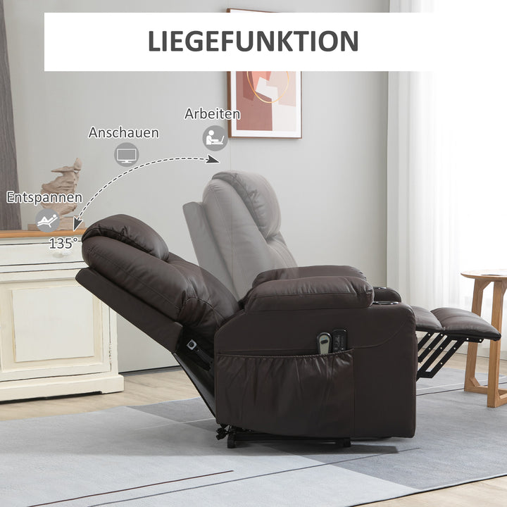 Massagestol med ståstøtte, lænefunktion, kunstlæder, op til 150 kg, 88 x 99 x 106 cm, brun