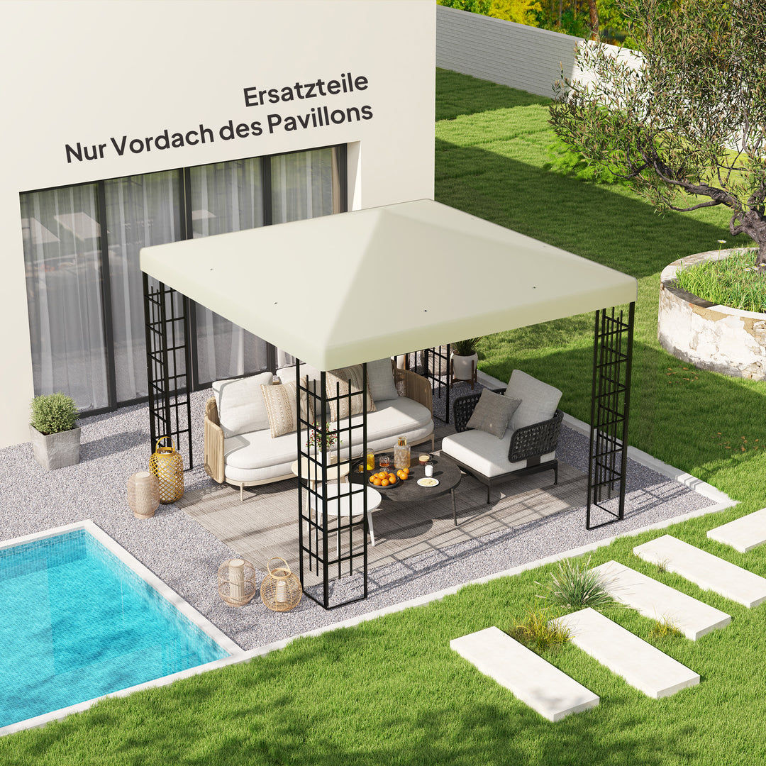3 X 3m reservepavillonpresenning havepavillonpresenning med vandafløbshuller upf30+ cremehvid