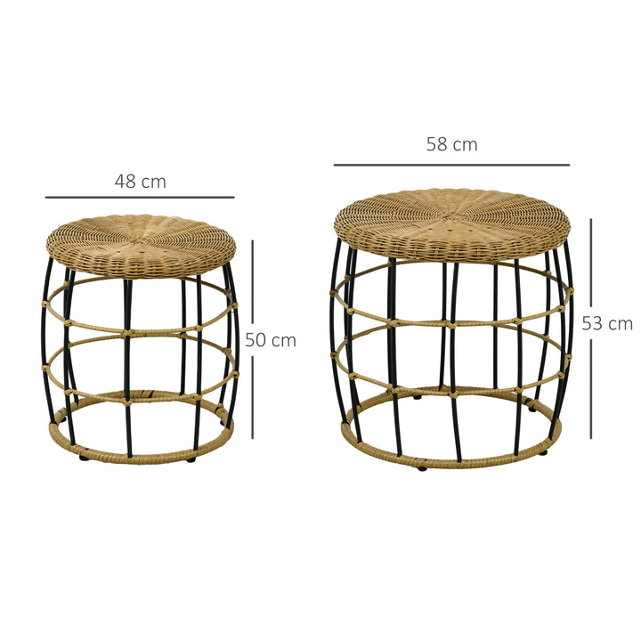Sæt med 2 haveborde, altanborde, bohemestil, vejrbestandig, sort + khaki