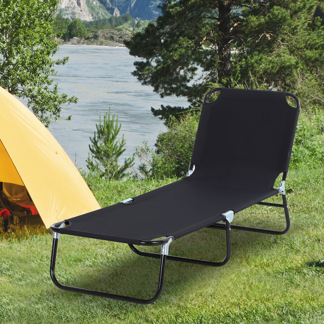 Solseng, justerbar ryglæn med 5 positioner, hurtigtørrende, metalstel, 190 x 56 x 28 cm, sort