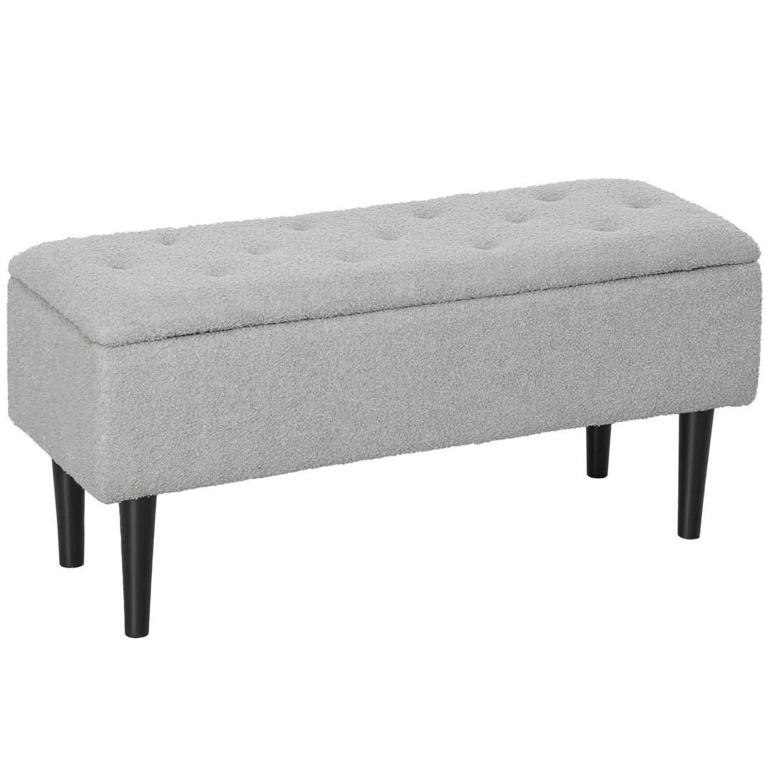 Opbevaringsbænk, op til 120 kg, fløjlslook, 95x38x45 cm, grå