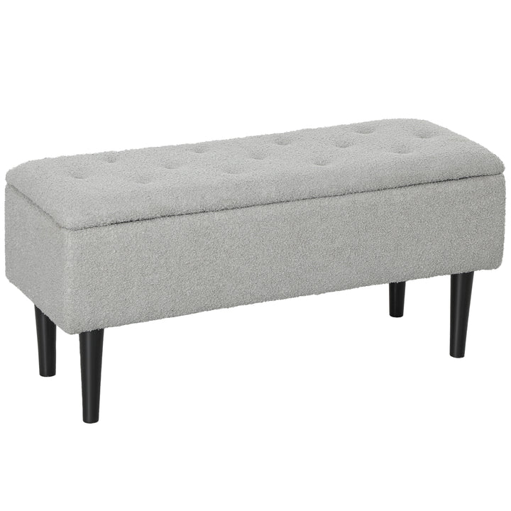 Opbevaringsbænk, op til 120 kg, fløjlslook, 95x38x45 cm, grå