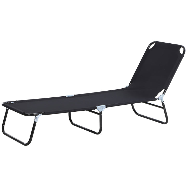 Solseng, justerbar ryglæn med 5 positioner, hurtigtørrende, metalstel, 190 x 56 x 28 cm, sort