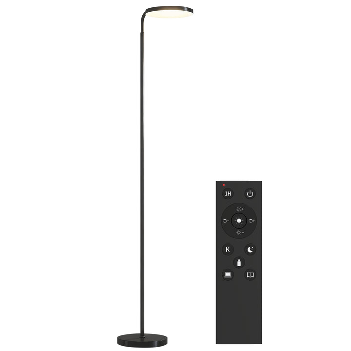 LED-gulvlampe med magnetisk fjernbetjening, fleksibelt justerbar, drejelig, metal, sort