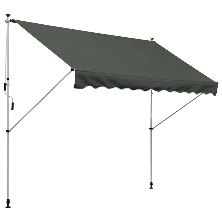 Klemmemarkise med håndsving, højdejusterbar, leddelt armmarkise, smudsafvisende, vejrbestandig, balkonmarkise 150 cm bred, terrassemarkise til terrasse, balkon, veranda, grå