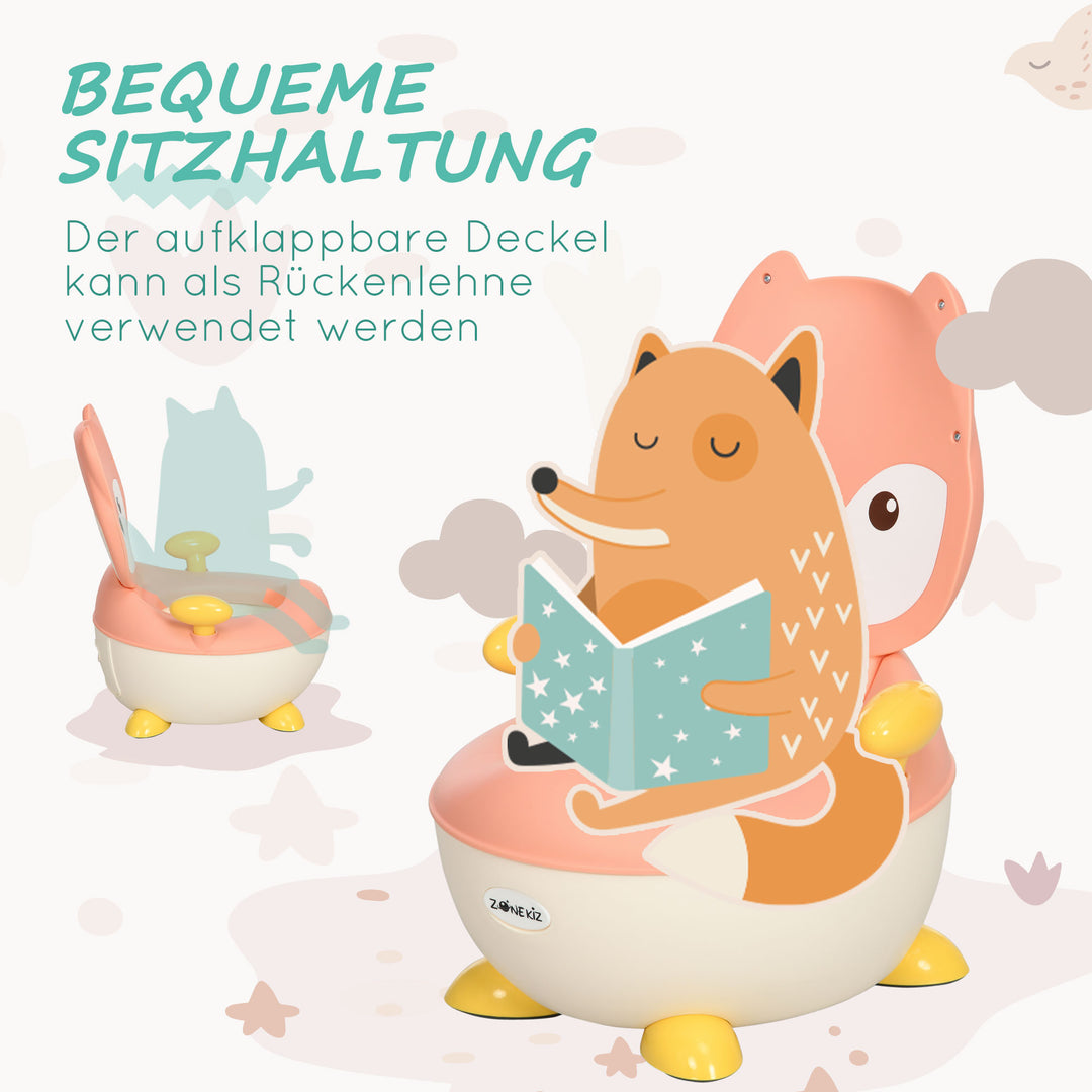 Zonekiz potte til børn 0,5 til 3 år, skridsikker, inderpotte, stænkbeskyttelse, rævedesign, 34,5 x 35 x 23 cm