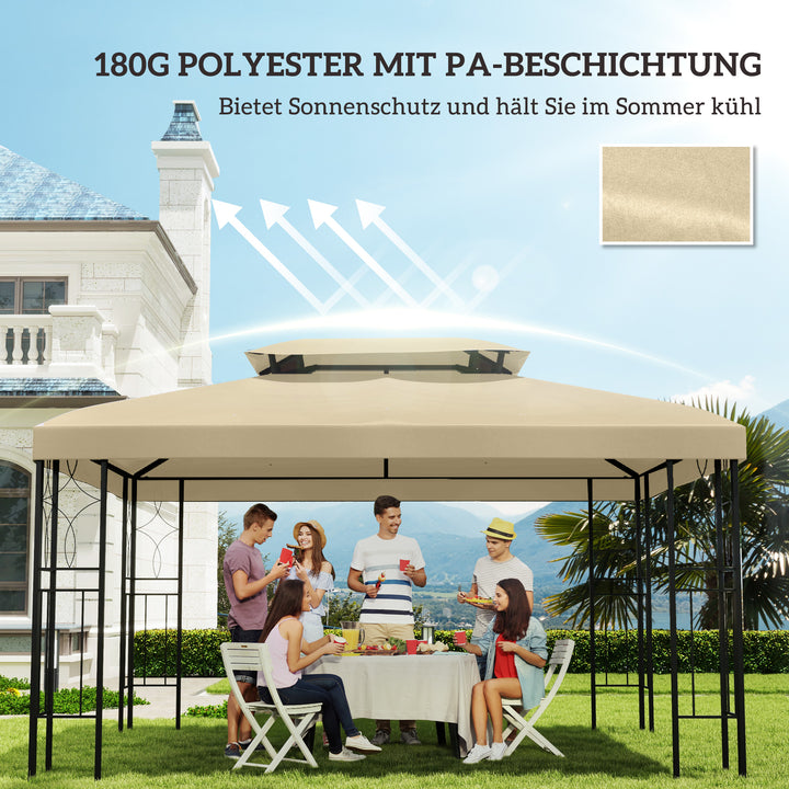Udskiftningstag til 3 x 4 m pavillon, vandafvisende, dobbelttag pavillontag, beige
