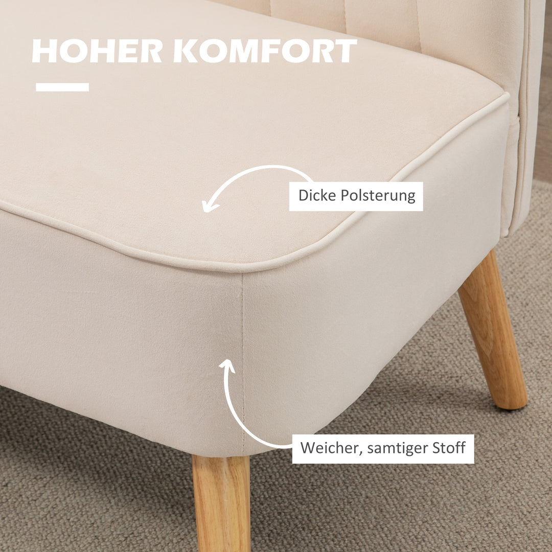 Retro design 2-personers sofa, træben, 117 cm x 56,5 cm x 77 cm, cremehvid