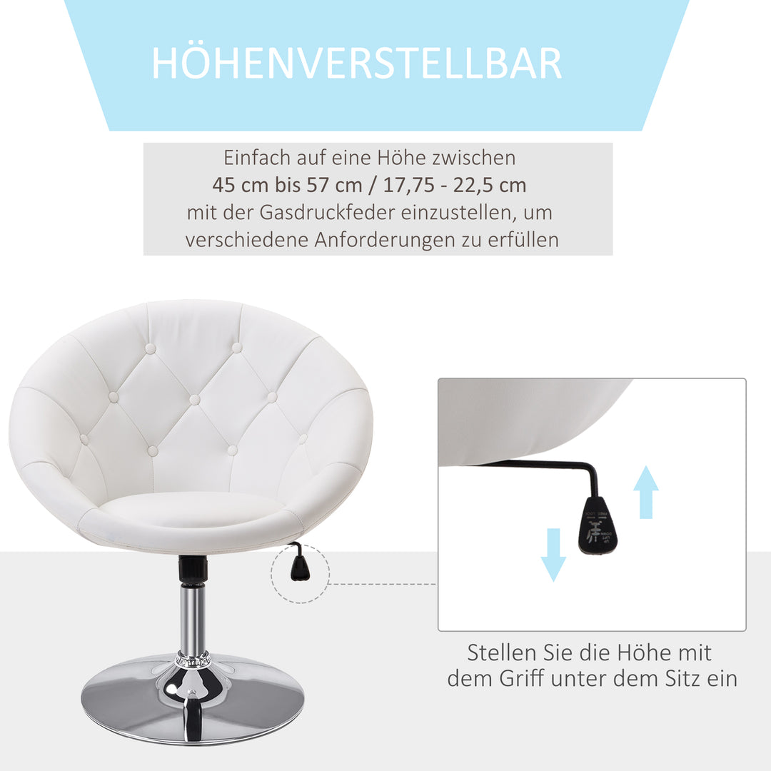 Arbejdsskammel drejeskammel kontorstol forkromet højdejusterbar, kunstlæder + stål, sort/hvid, 71x59x78-90cm (hvid)