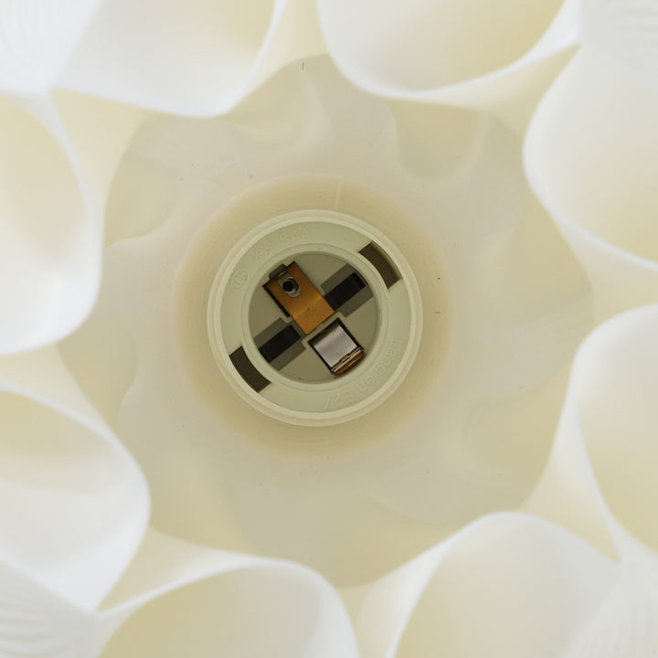 3D-printet lampe med kronbladsformer, plastik, energieffektiv, hvid