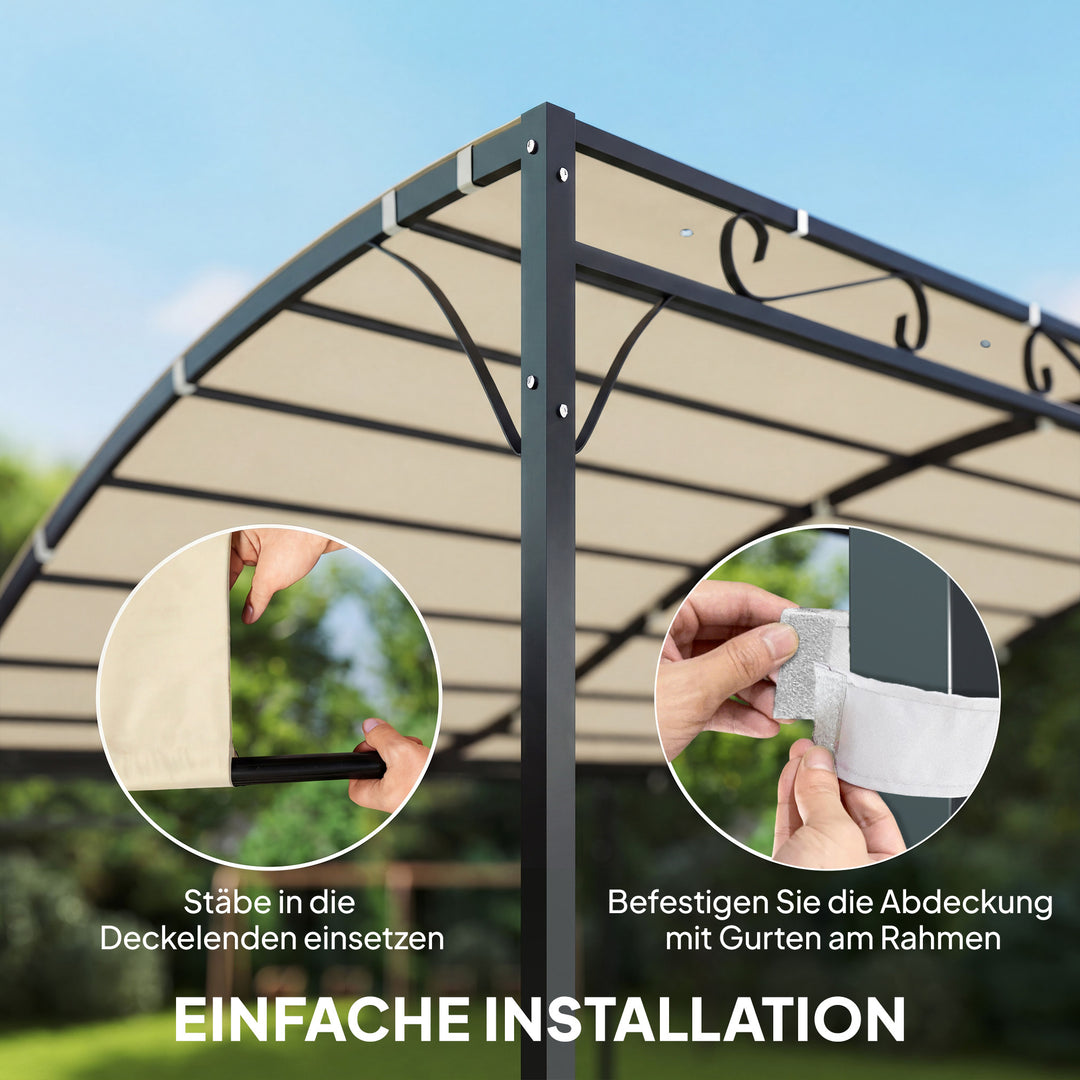 Udskiftningstag til pergola, solsejl til terrassetag, udskiftningstagpresenning til 3 x 3 m pavillon, 298 x 293 cm, cremehvid