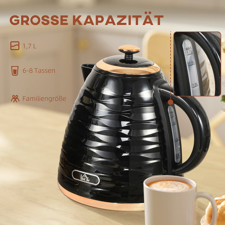 Elkedel, 1,7 l, 2,2 kW, hurtigkogningsfunktion med aftageligt, vaskbart antikalkfilter