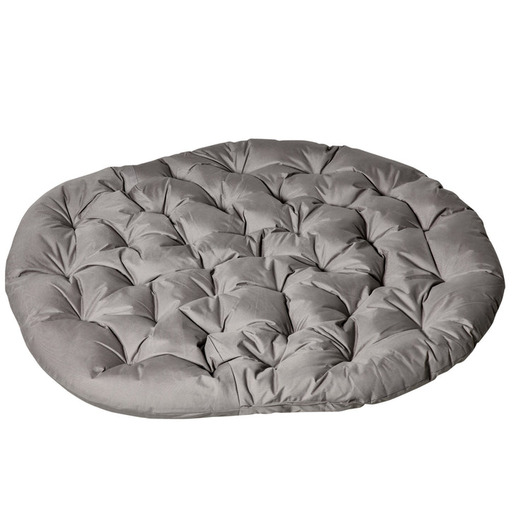Papasan stol, havestol, 2-delt kurvestol med hynde, oval loungestol, foldbar, til altan, terrasse, udendørs/indendørs brug, sandbrun, stål, 118 x 75 x 139 cm