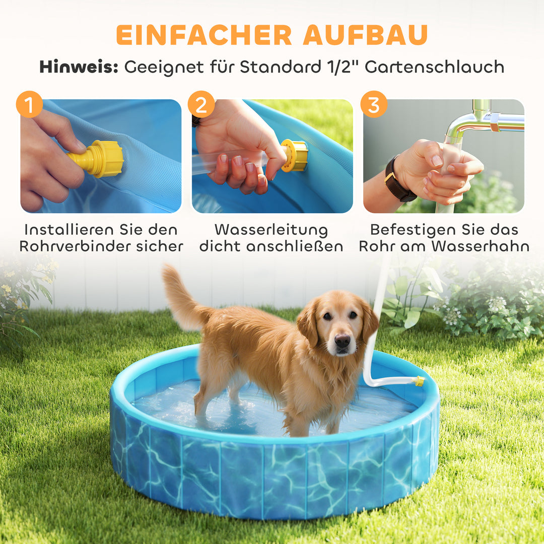 Hundepool sammenklappelig børnepool med springvand og vandpudedesign 120 x 30 cm blå
