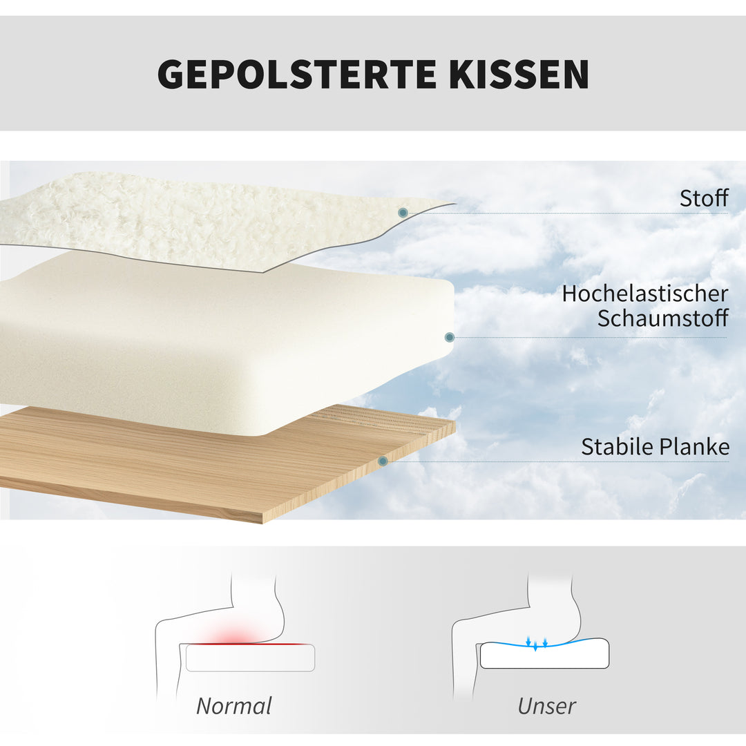 Drejelig kontorstol med hjul, skrivebordsstol, fleecestof, skum, højdejusterbar, hjemmekontor, cremehvid