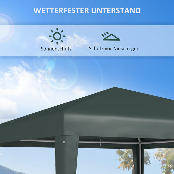 Pavillon 2,7x2,7m, hurtig montering med kliksystem, rustfri ramme, mørkegrøn