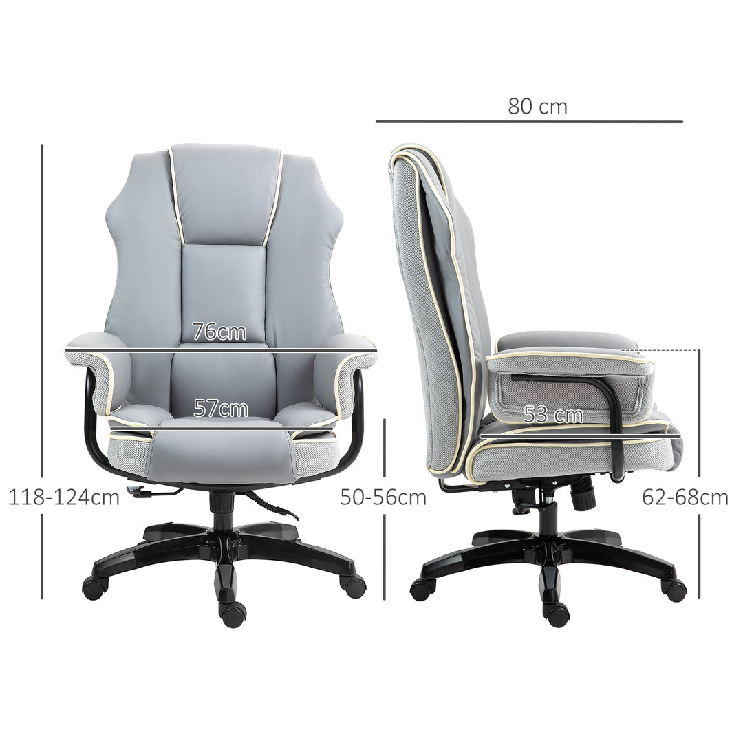 Ergonomisk kontorstol, ekstra polstret, lænefunktion, kunstlæder, 76x80x118-124 cm, lysegrå