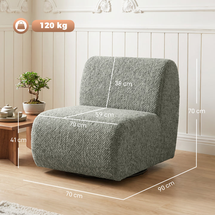Drejelig loungestol med chenille-look, bredt sæde