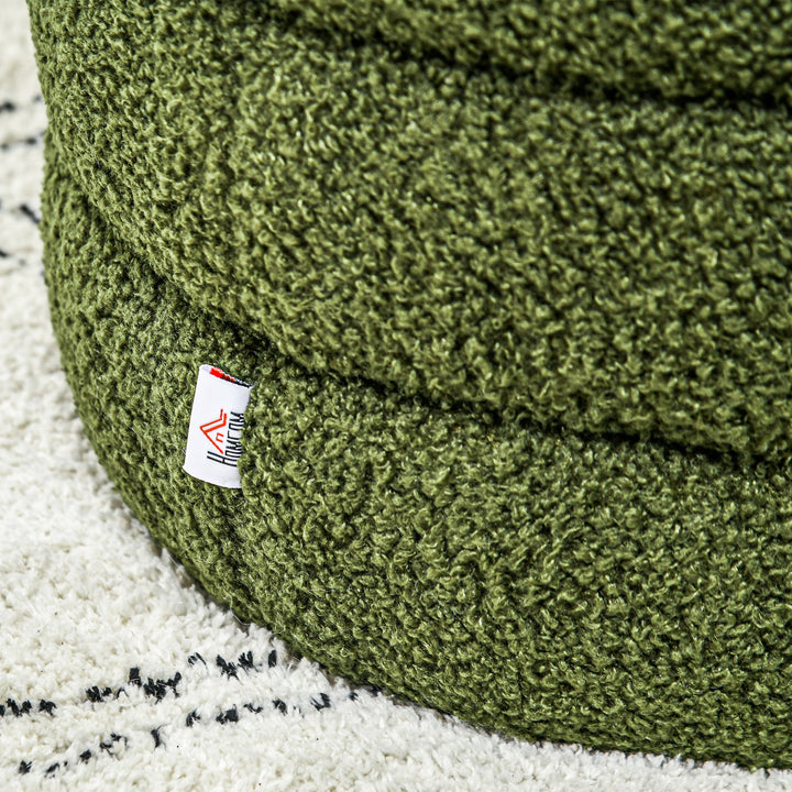 Skammel, rund, teddy fleece, op til 120 kg, ø40x45h cm, grøn