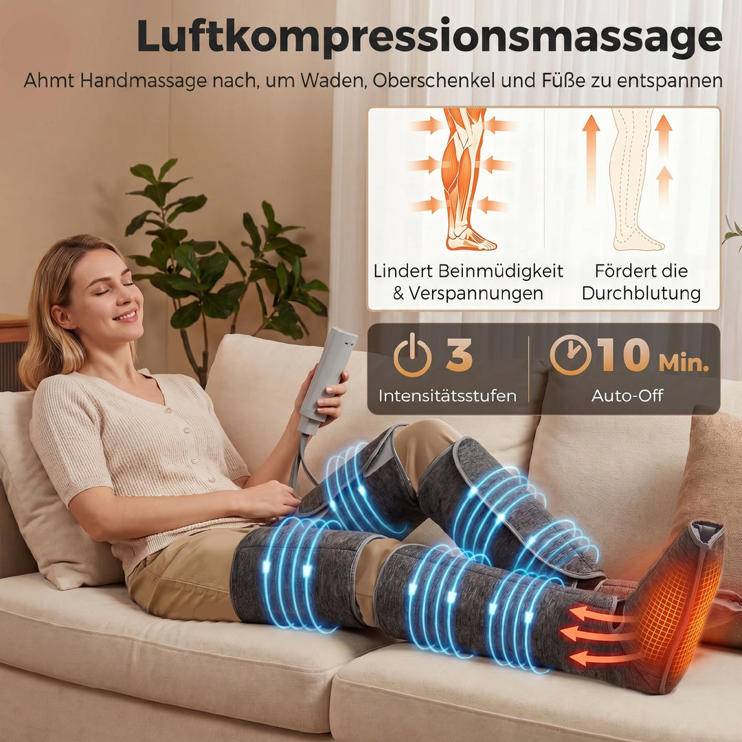 Benmassageapparat med varme- og luftkompression, 2 varmeindstillinger