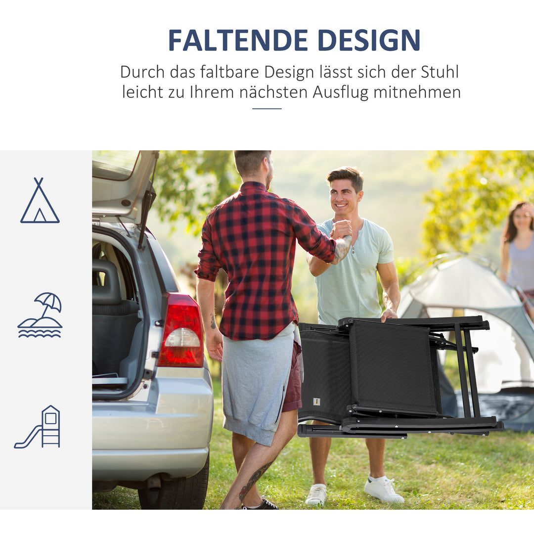 Sammenklappelig liggestol, havestol med hynde, tyngdekraftsfri lænestol med justerbar ryglæn i 9 positioner, havestol, lasteevne op til 150 kg, til have, ferie, udendørs, strand, pool, sort